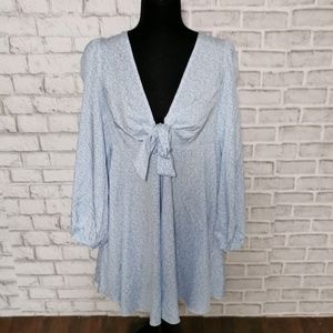 SHEIN long sleeved summer dress Blue and White Floral ladies size large